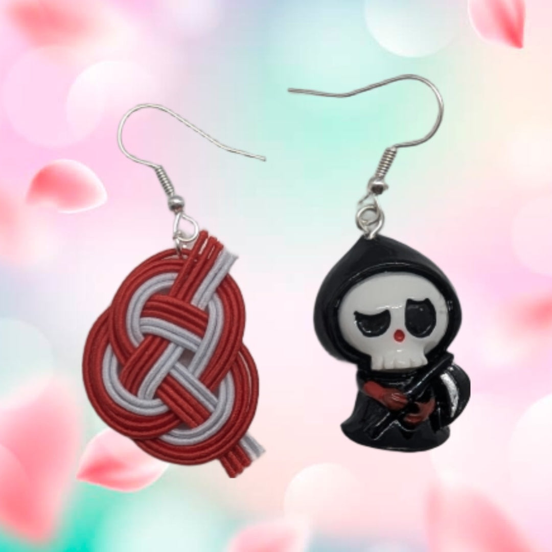 pendentif faucheuse avec faux argent & nœud Awaji