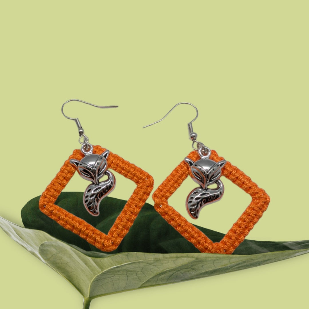 pendentif renard en métal & nœud plat bidirectionnel