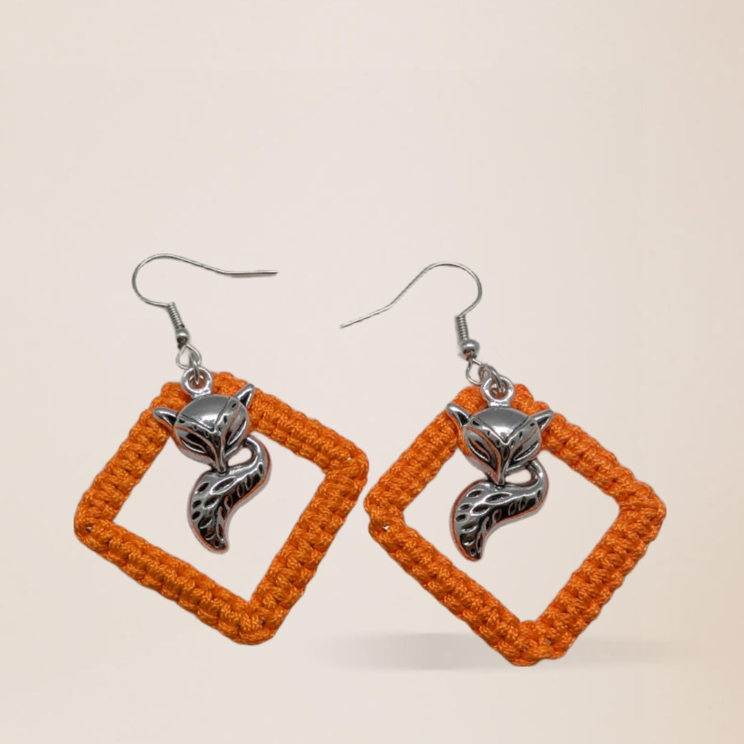 pendentif renard en métal & nœud plat bidirectionnel