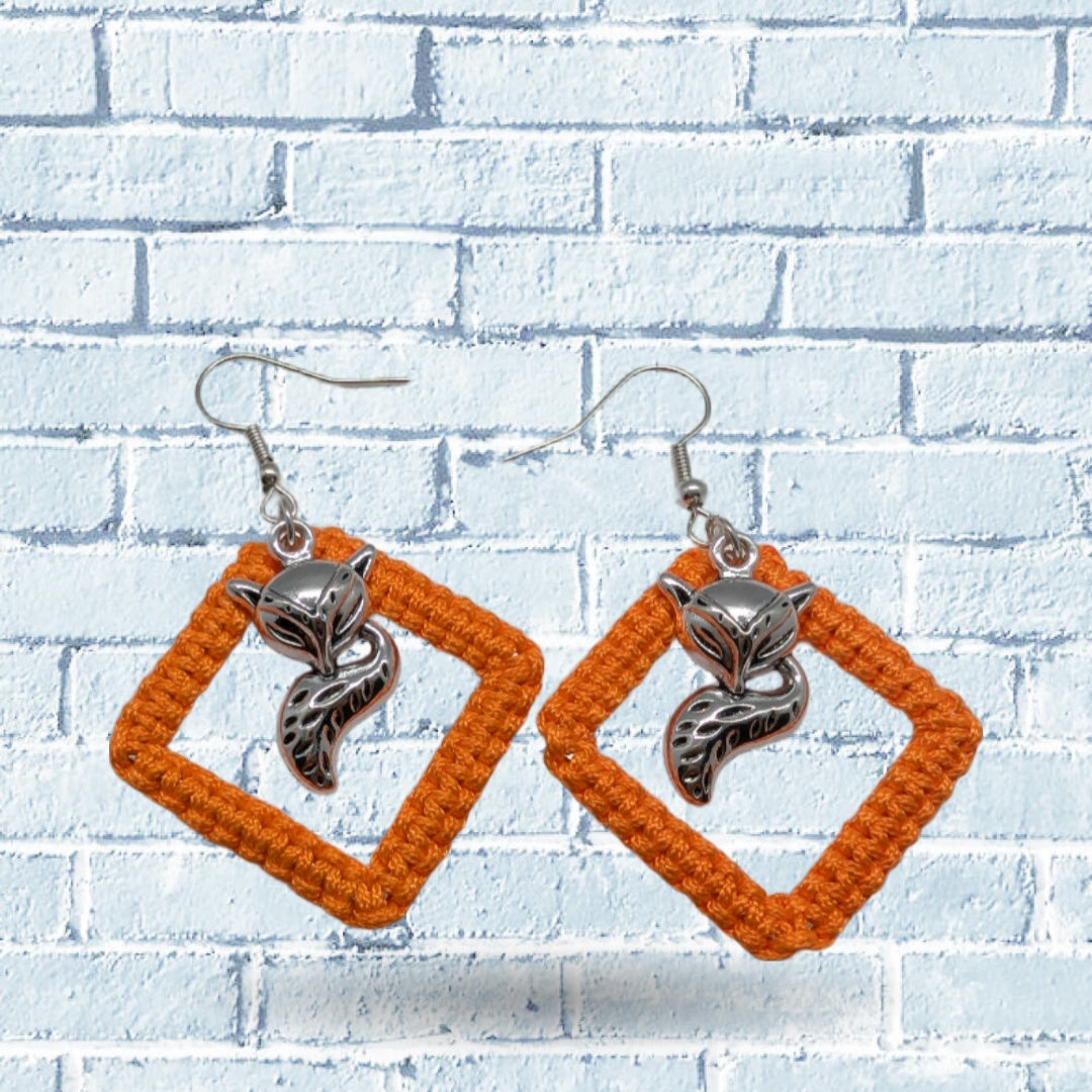 pendentif renard en métal & nœud plat bidirectionnel