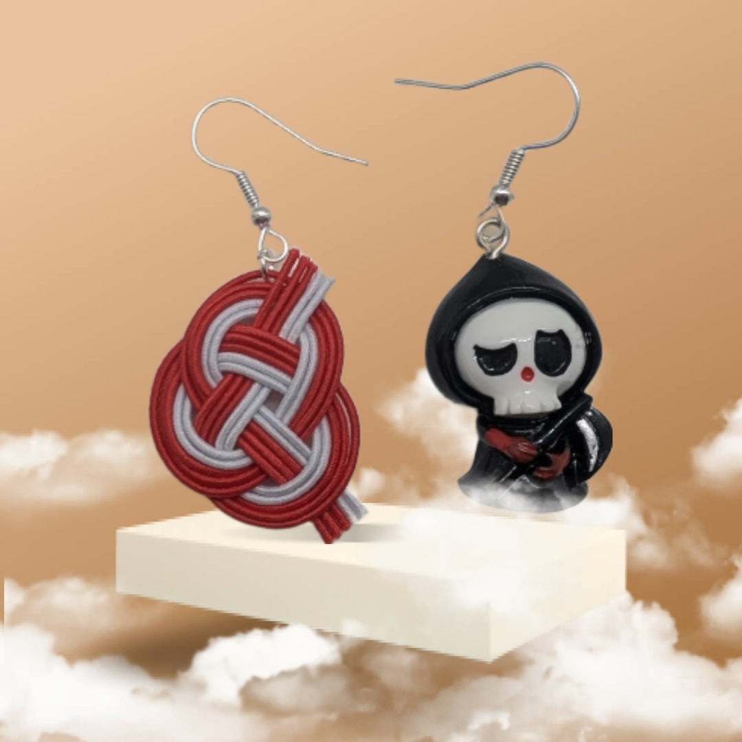 pendentif faucheuse avec faux argent & nœud Awaji