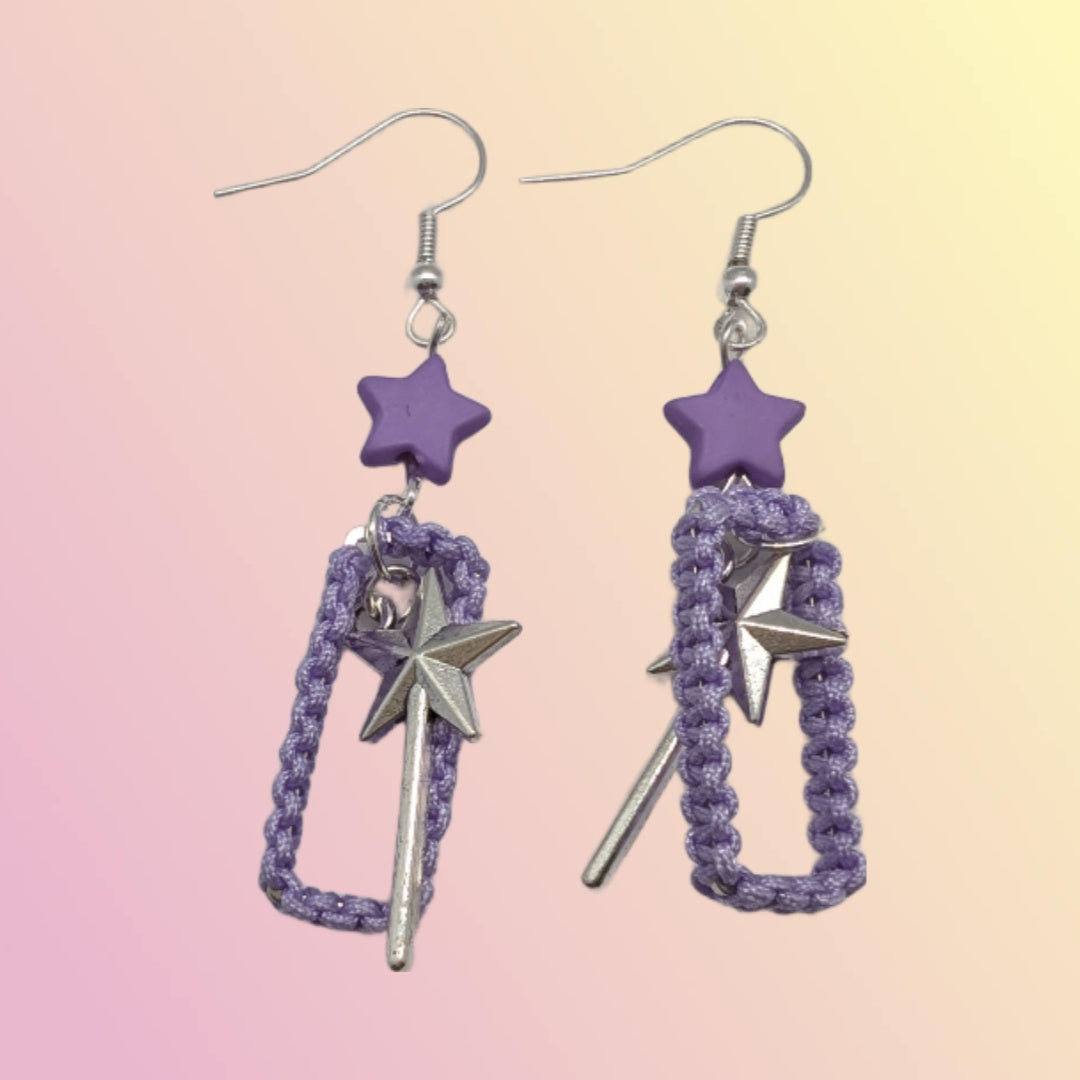 pendentif baguette magique en métal & nœud plat bidirectionnel