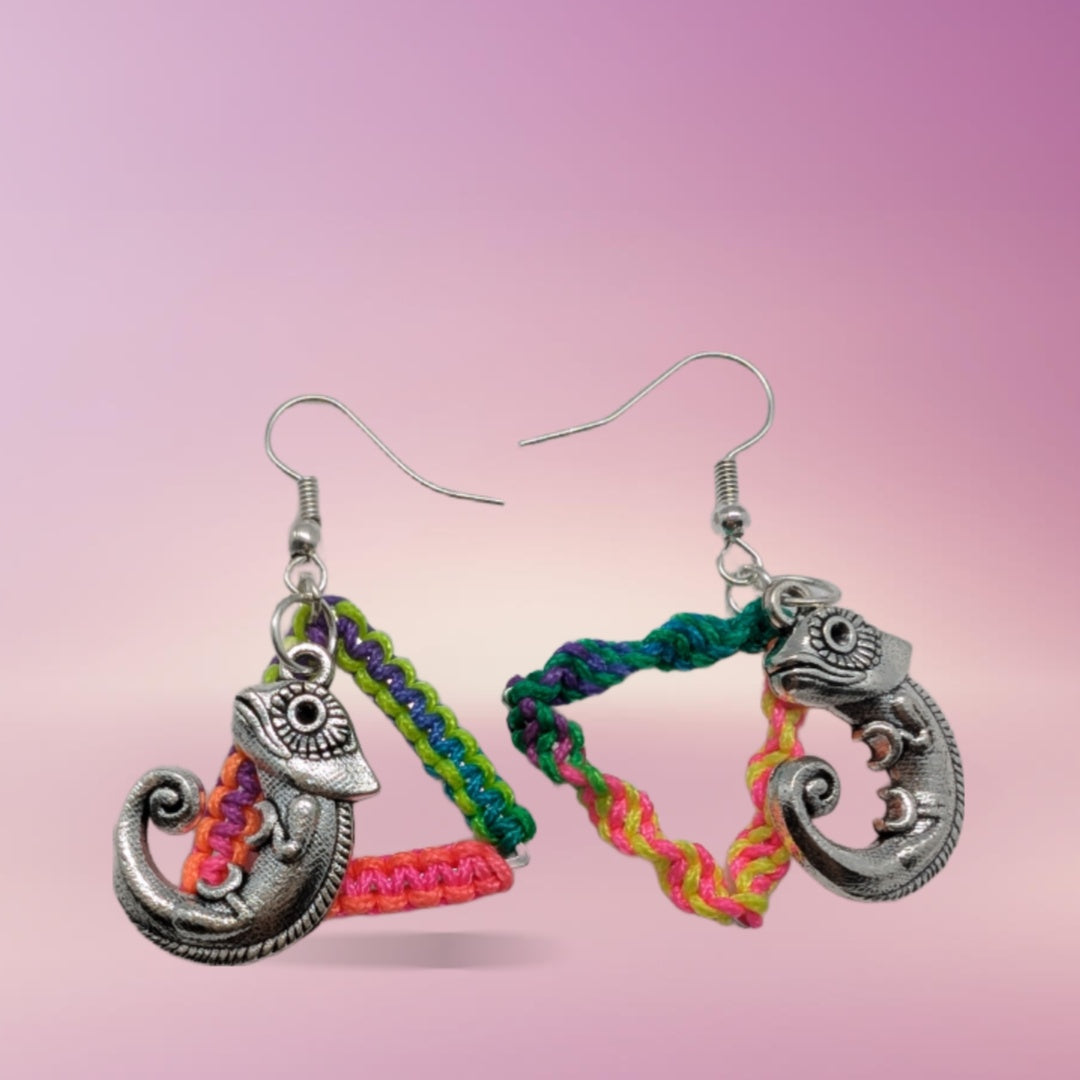pendentif caméléon en métal & nœud plat unidirectionnel et bidirectionnel