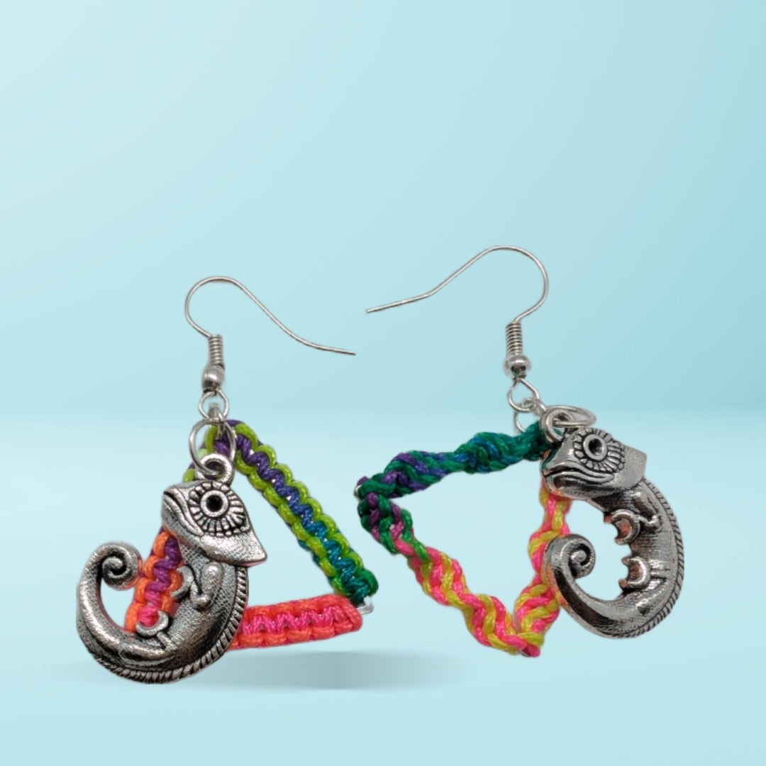 pendentif caméléon en métal & nœud plat unidirectionnel et bidirectionnel