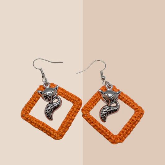 pendentif renard en métal & nœud plat bidirectionnel