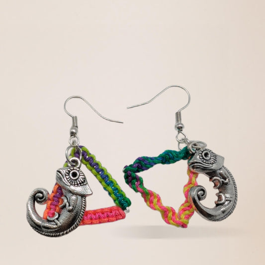 pendentif caméléon en métal & nœud plat unidirectionnel et bidirectionnel